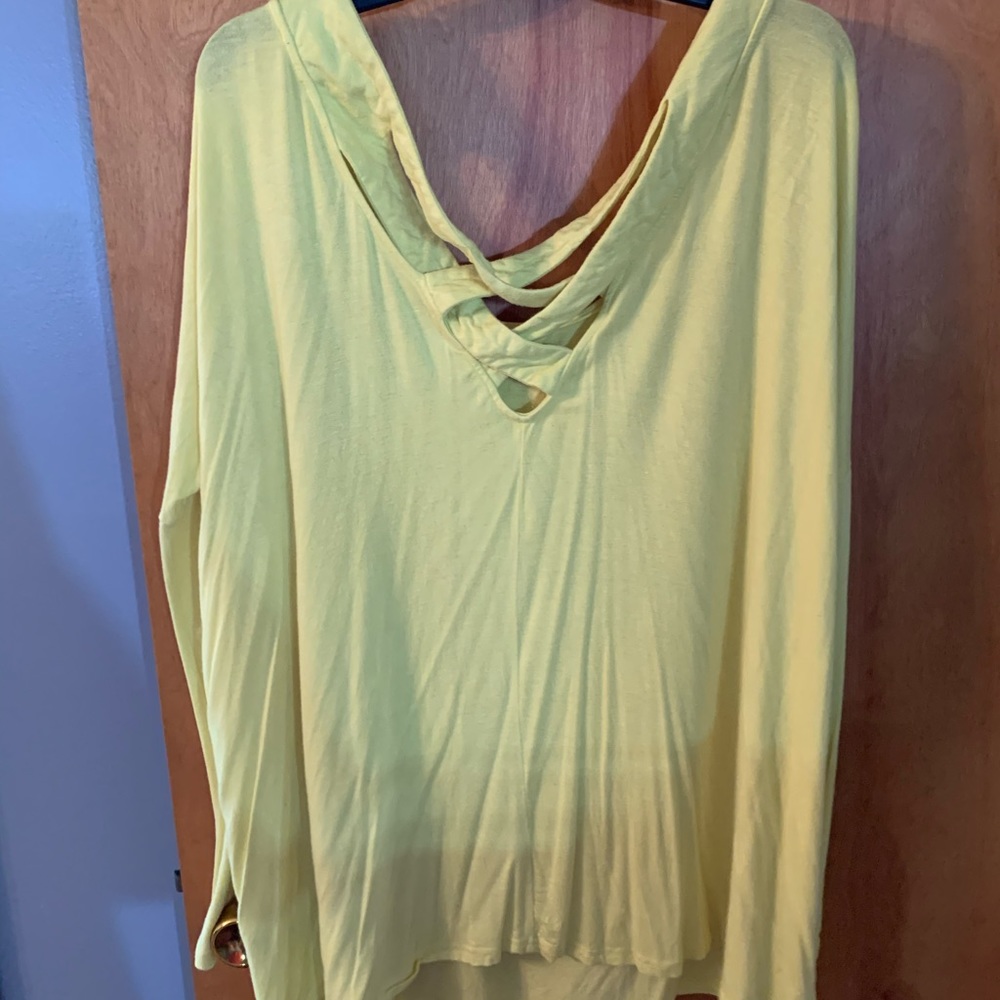 Yellow long sleeve criss cross back